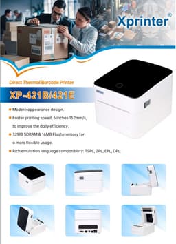 XPrinter XP-421B Direct Thermal Label Printer — WiFi + USB view 1
